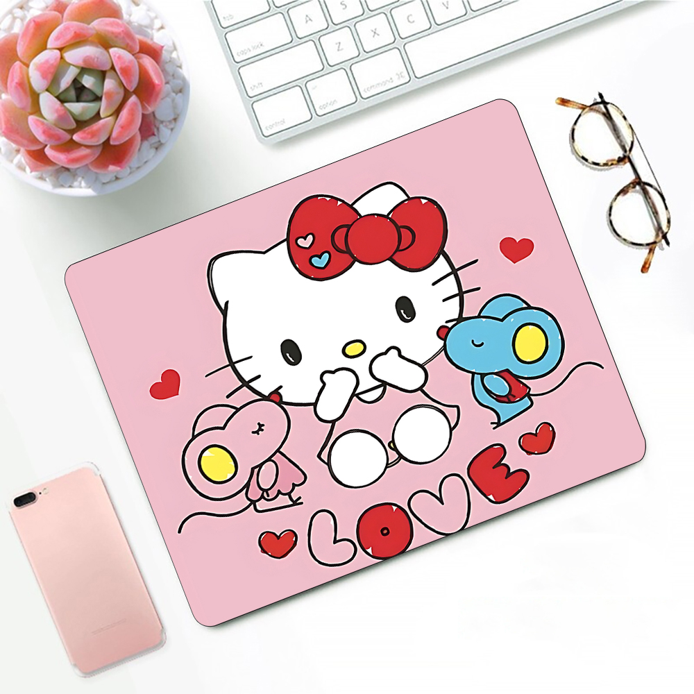 Süßes rosa Anime Hello Kitty Gaming Mauspad XS kleines Mauspad für PC Gamer Desktop Dekoration Büro Mauspad Schreibtischunterlage Teppich
