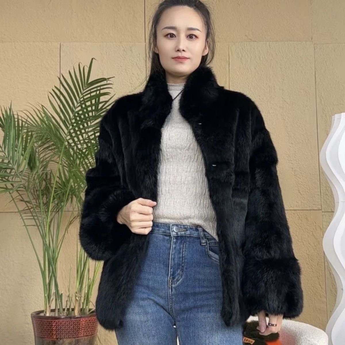 Fantasia rani casaco de pele real feminino coelho natural jaqueta de inverno couro e pele roupas longas femininas outerwears com 2025