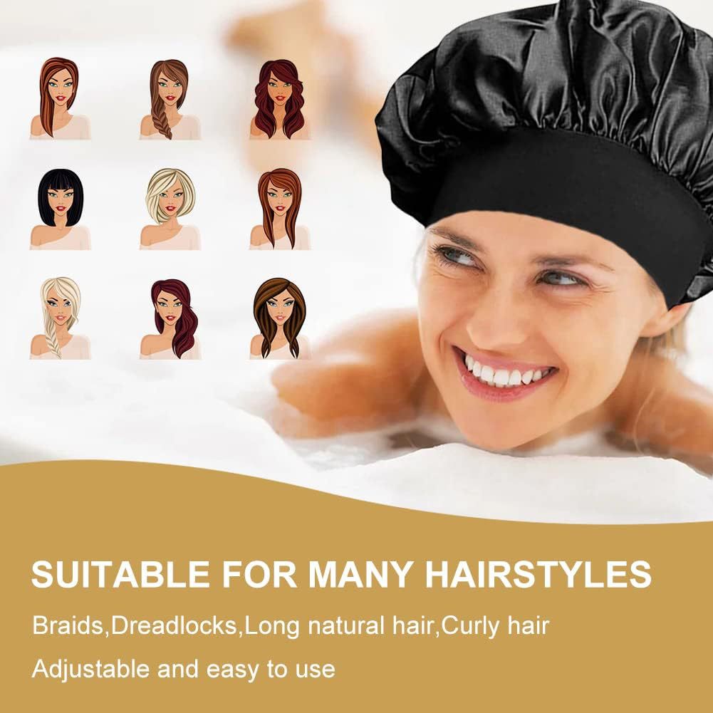 Faixa de cabelo elástica de aba larga feminina pilha boné outono lunar novembro beleza cuidados com o cabelo chapéu de cetim nightcap