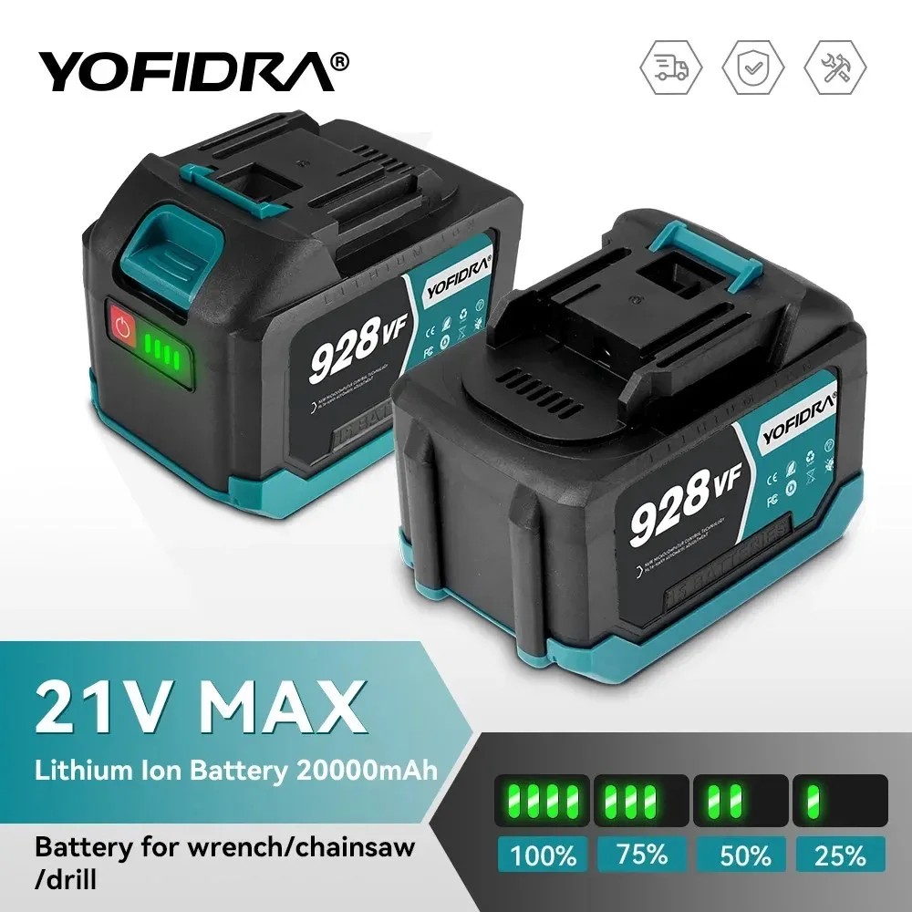 YOFIDRA 388VF 928VF литиевая аккумуляторная батарея 22500 мАч 15000 мАч литий-ионная батарея для электрической бензопилы, дрели, гаечный ключ, электроинструмент