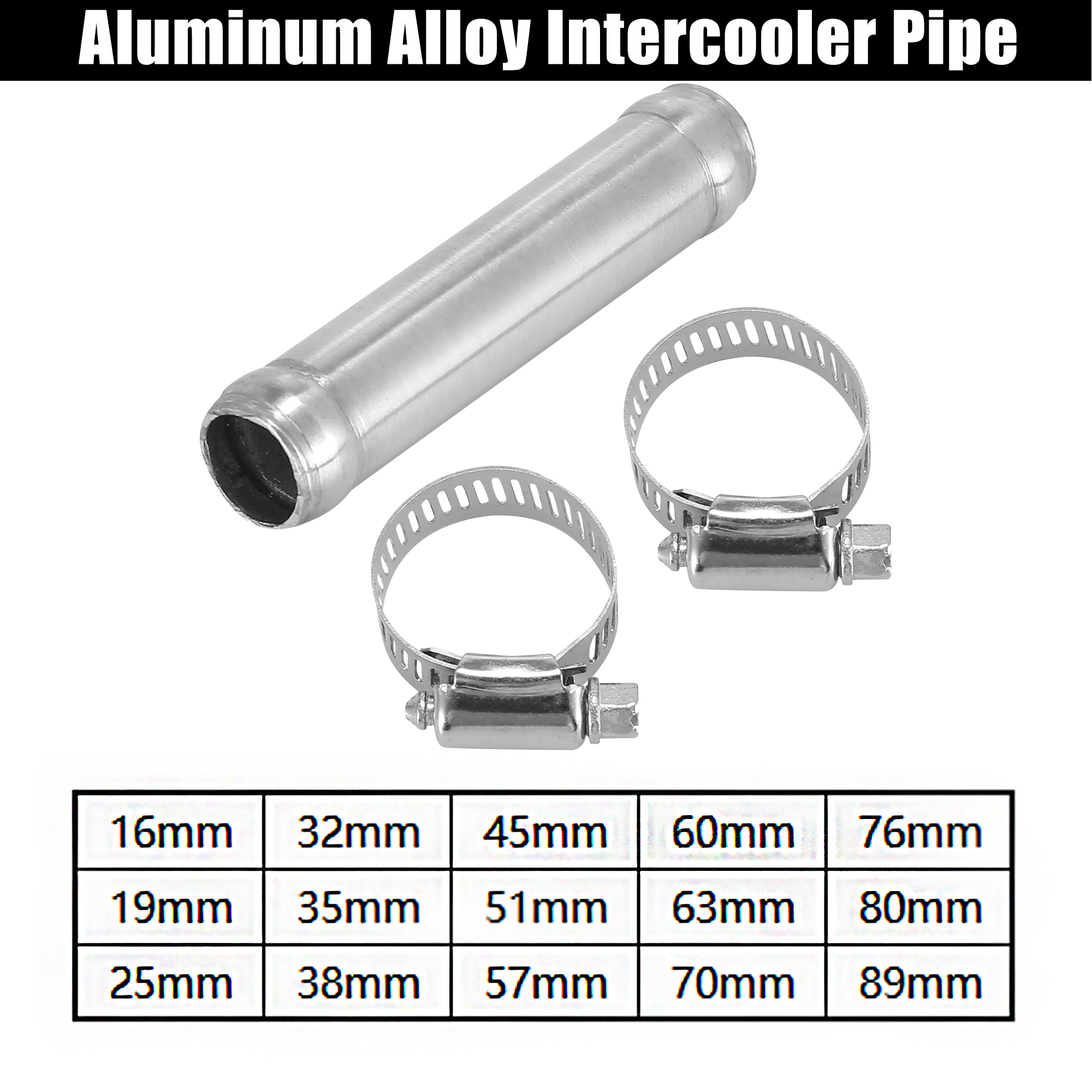 X Autohaux Set di tubi flessibili universali in lega di alluminio con 2 fascette diametro esterno 16mm-89mm lunghezza 3 "76mm per intercooler per auto da corsa