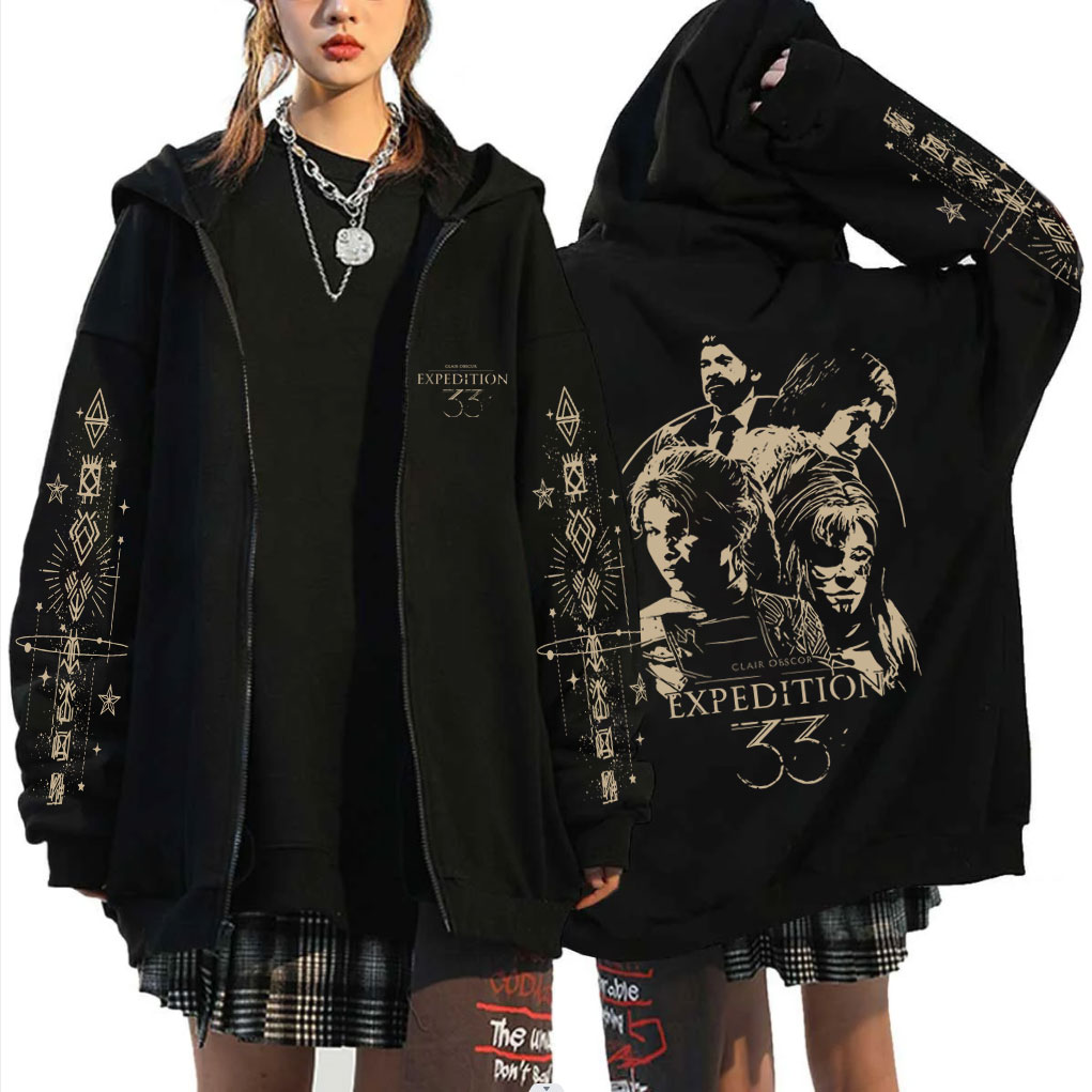 Jogo clair obscur expedição 33 zíper hoodie das mulheres dos homens otaku cosplay oversized zip up jaqueta masculina vintage zip up sweatshirts