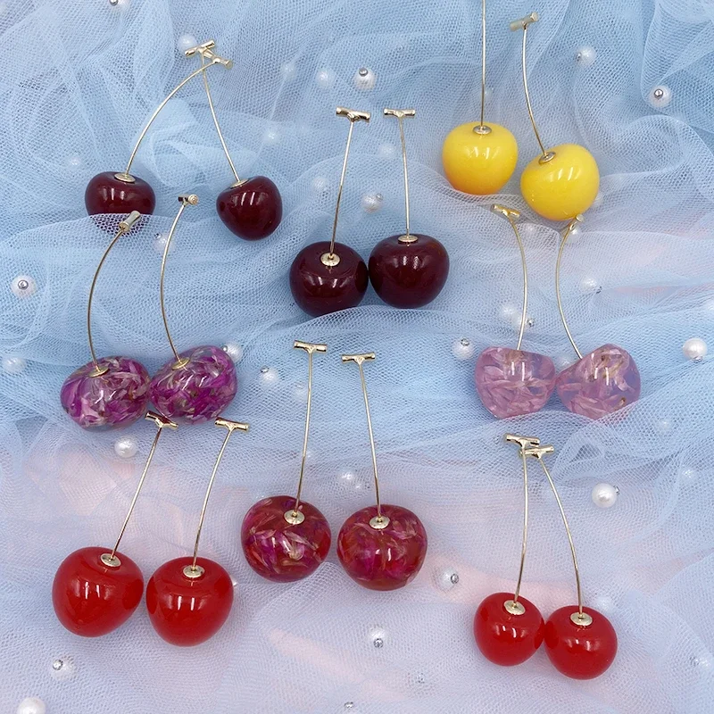 Boucles d'oreilles pendantes en résine transparente pour femmes, bijoux de déclaration, goutte de fruits, plaqué or, mignon, coréen, aucun document