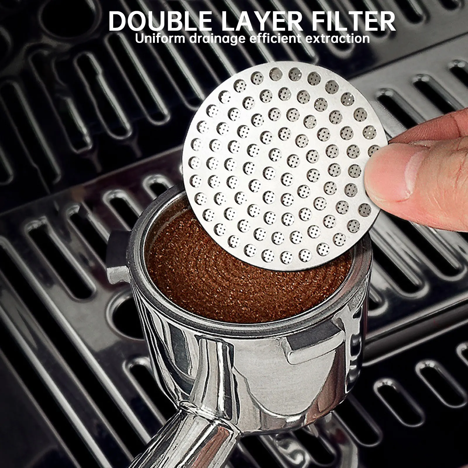 51/53/58 mm Kaffee-Puck-Bildschirm, Doppelschicht-Feinfilter aus Edelstahl 304, für Portafter Basketball Espresso-Zubehör