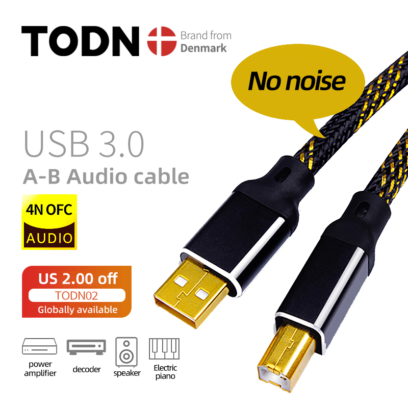 TODN-Cable USB HIFI DAC A-B Alpha 4N OFC Digital AB Audio A B de gama alta tipo A tipo B, Cable de datos Hifi