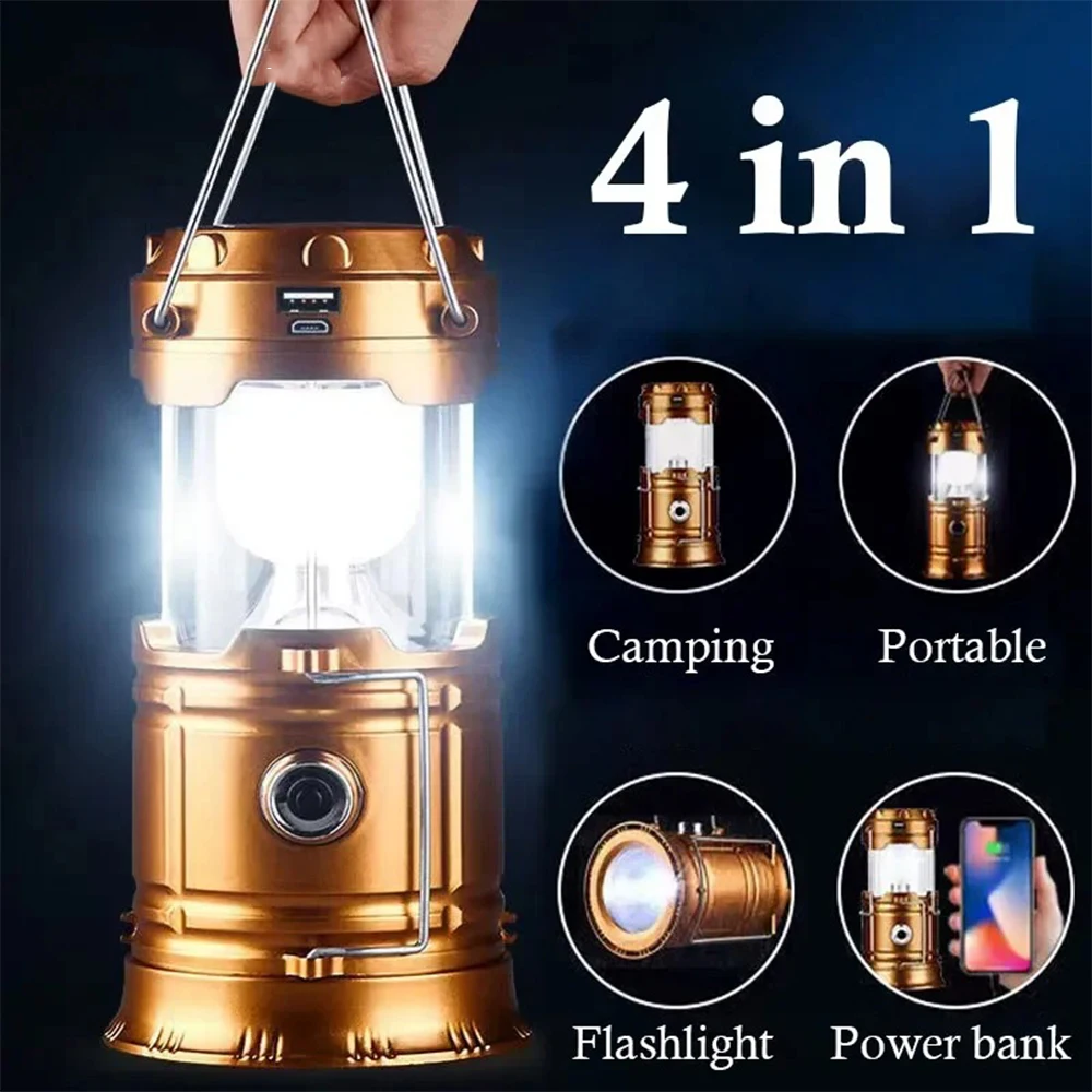 Lanterna Solar portátil tocha lâmpada, multi-função, impermeável, camping, tenda de emergência, iluminação ao ar livre