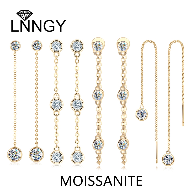 Lnngy-Boucles d'oreilles pendantes Moissanite pour femme, lunette en argent regardé S925, JoTassel irrégulier exquis, accessoires de bijoux
