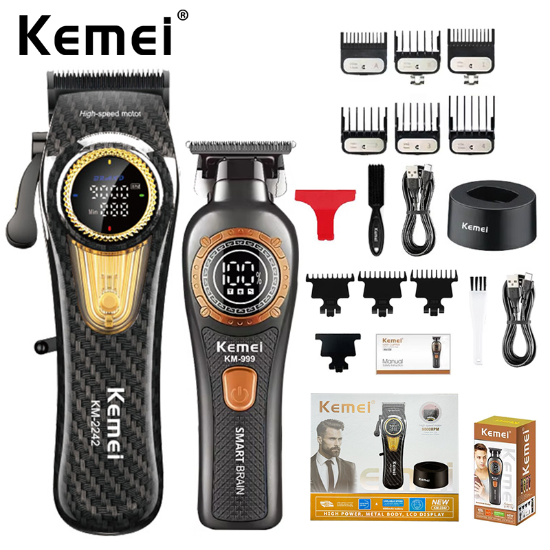 Cortadora de pelo Kemei KM-2242 de gran potencia de 10W, cortadora de 9000rpm, cortadora de pelo recargable de KM-999 para hombres, Kit de cortapelos eléctricos