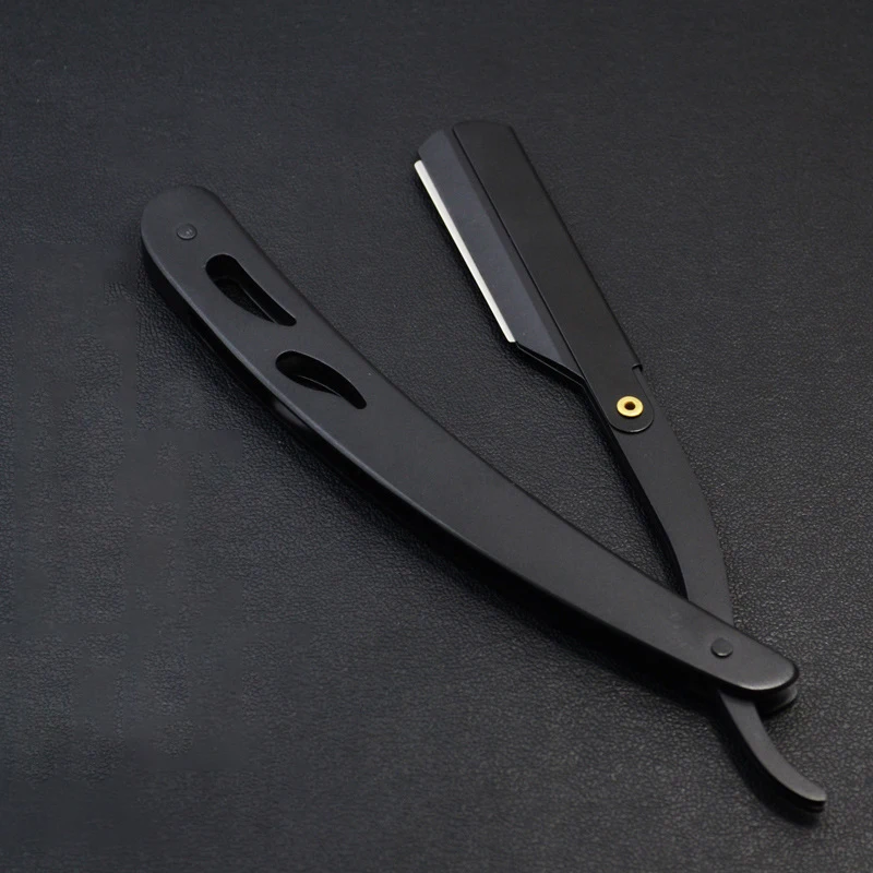 Maquinilla de afeitar recta para hombre, afeitadora de peluquero afilada de acero inoxidable, Afeitadora Manual profesional, cortador de barba de seguridad, herramientas de afeitado