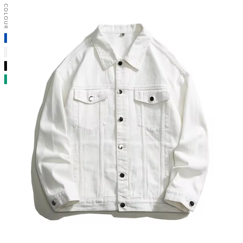 Jaqueta jeans branca extragrande masculina, streetwear de algodão, casacos casuais de jean soltos, azul verde e preto, alta qualidade, moda outono, 2022