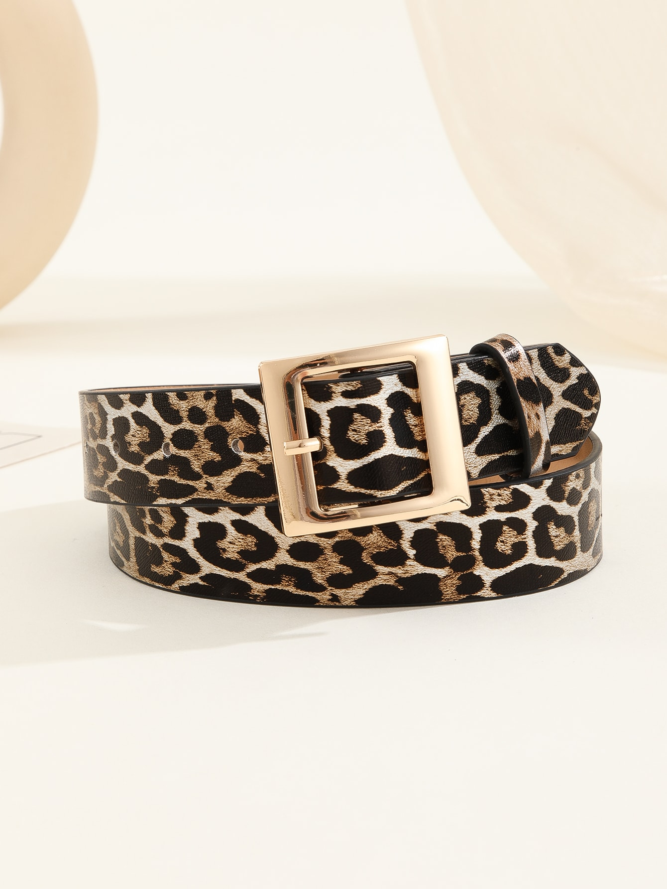 Vintage Chic Leopard Print Belt - miękka skóra PU, klasyczny design, regulowana klamra, codzienne spodnie jeansowe, ozdobne G