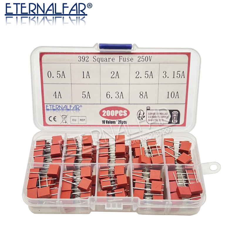Square Fuse T50MA T500MA T1A T2.5A T3.15A T4A T5A T6.3A T8A T10A 250V 392 Plastic T2A LCD TV Power Board Commonly Water Purifier