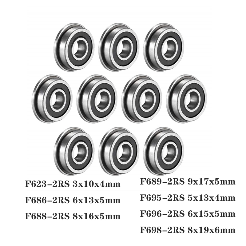10 Uds F623 F686 F688 F689 F695 F696 F698 -2RS rodamiento 5x13x4mm rodamientos rígidos de bolas en miniatura con bridas para impresora 3D VORON