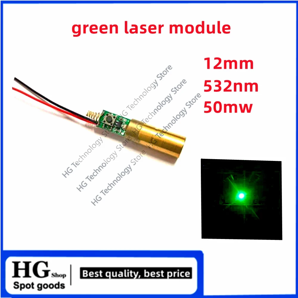 12mm zielony moduł laserowy 532nm 50mw zielona głowica laserowa celownik laserowy 3V z nadajnikiem przełączającym