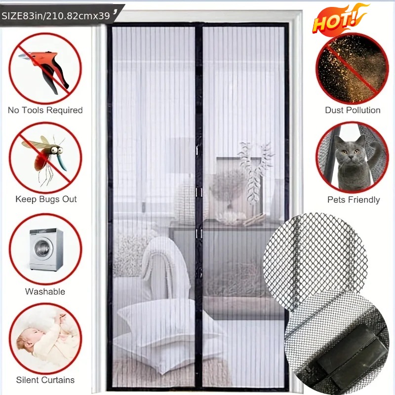 Summer Anti-mosquito Magnetic Screen Door Curtain Net Anti-insect And Fly Partition Curtain Net Automatic Closing Screen Window
