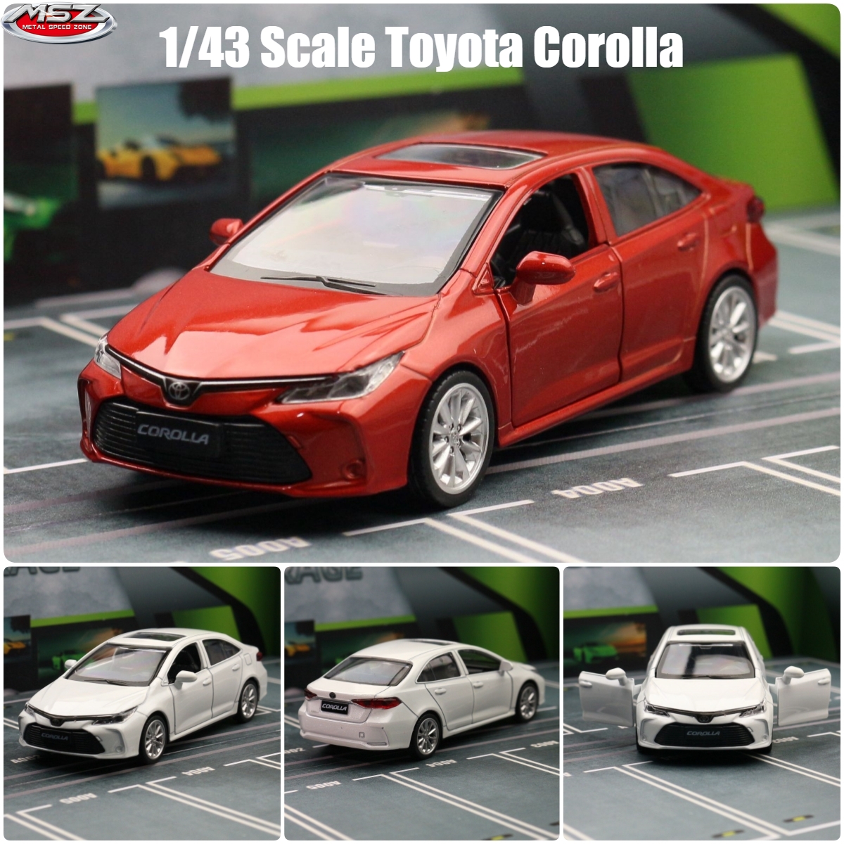 1/43 Toyota Corolla Hybrid Toy Car For Children Diecast Metal 1:43 Miniature Model Pull Back Educational Collection Gift Boys