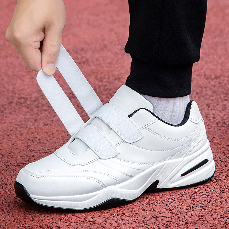 Verstelbare leren herensneakers met klittenband Casual sportschoenen Witte sneakers Masculino Zapatillas Deportivas Tenis