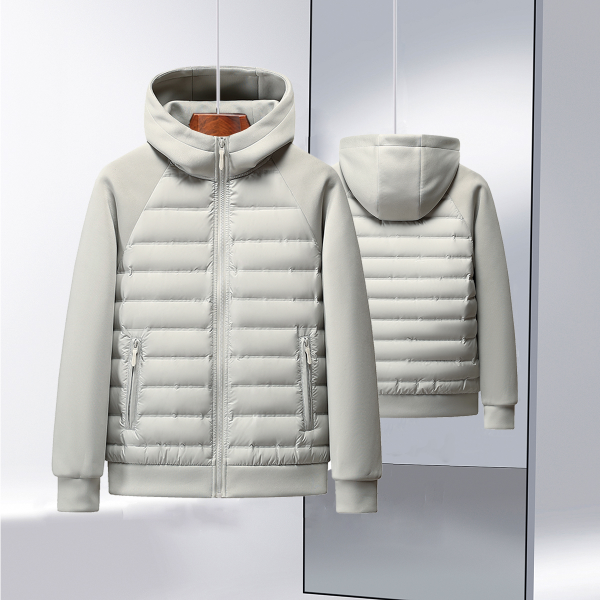Giacca Invernale di Alta Qualità, Alla Moda e Elegante, Nuova con 90% Piumino d'Oca Bianco, Leggera e Sottile con Cappuccio per Uomo e Donna