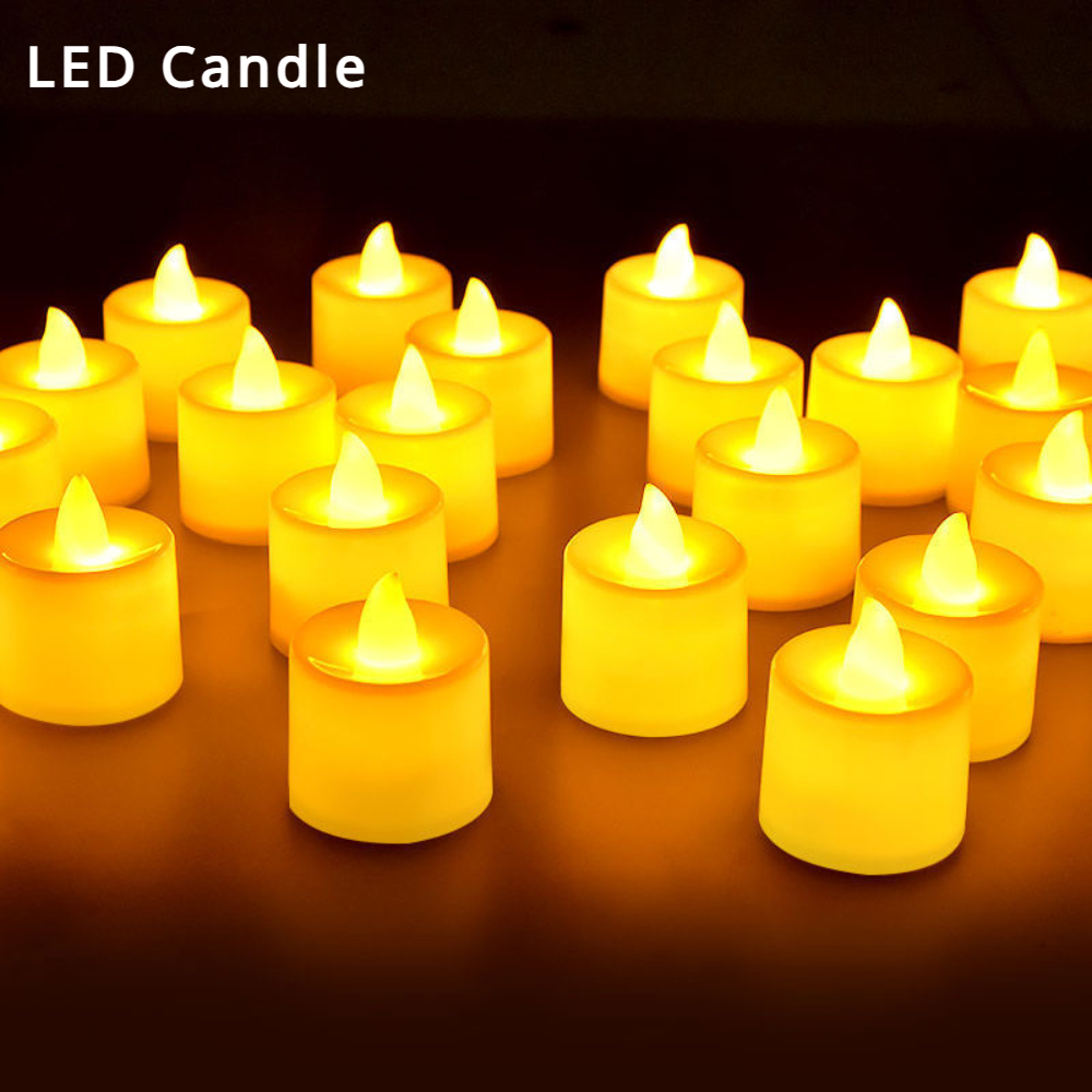 Vela LED con batería, vela de té sin llama, lámpara de vela falsa, boda, fiesta de cumpleaños, decoración del hogar, candelabro, 1/12 Uds.