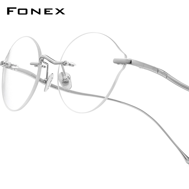 FONEX Reines Titan Brillengestell Damen Luxusmarke Design Randlose Brillen Herren Ultraleichte rahmenlose japanische Brillen 8534