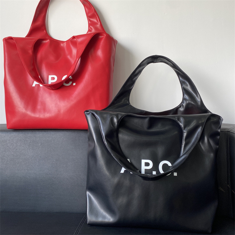 Torba APC, skórzana torba typu tote z nadrukiem, duża pojemność, torba na ramię do pracy, torba na laptopa, torba damska.
