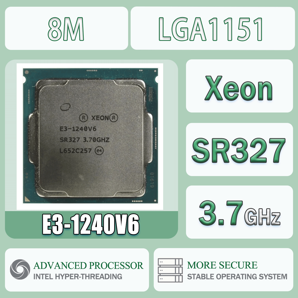 Intel Xeon E3-1240V6 3,7 GHz 8M E5 1240V6 Processore CPU per computer Server E3 1240 V6 Pacchetto LGA 1151