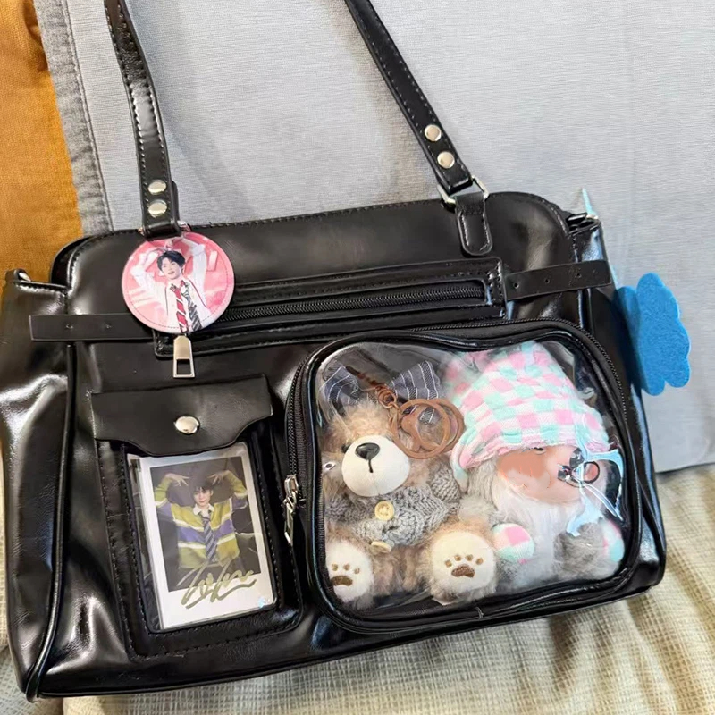 Японская сумка Itabag с прозрачным дисплеем, сумка через плечо с несколькими карманами, модная большая сумка, униформа Jk, сумка через плечо в стиле Y2k