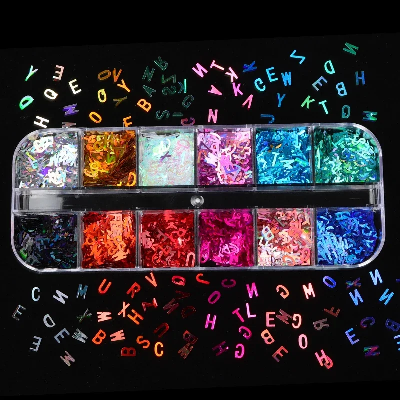 Holographische Glitter Brief Form Harz Füllung Pailletten Paillette Schmuck Epoxy DIY Harz Form Dekoration Nail art Glitter Flakes