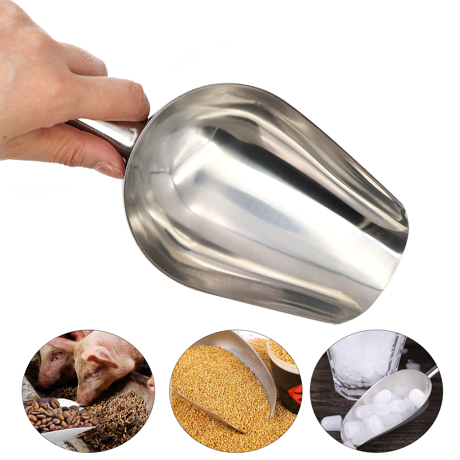 อาหารสัตว์เลี้ยงพลั่วสแตนเลสสุนัข Feeding Shovel แมวแห้งตักอาหารขนาดใหญ่ความจุหนาอาหารสุนัขช้อน 23.5X8X5Cm