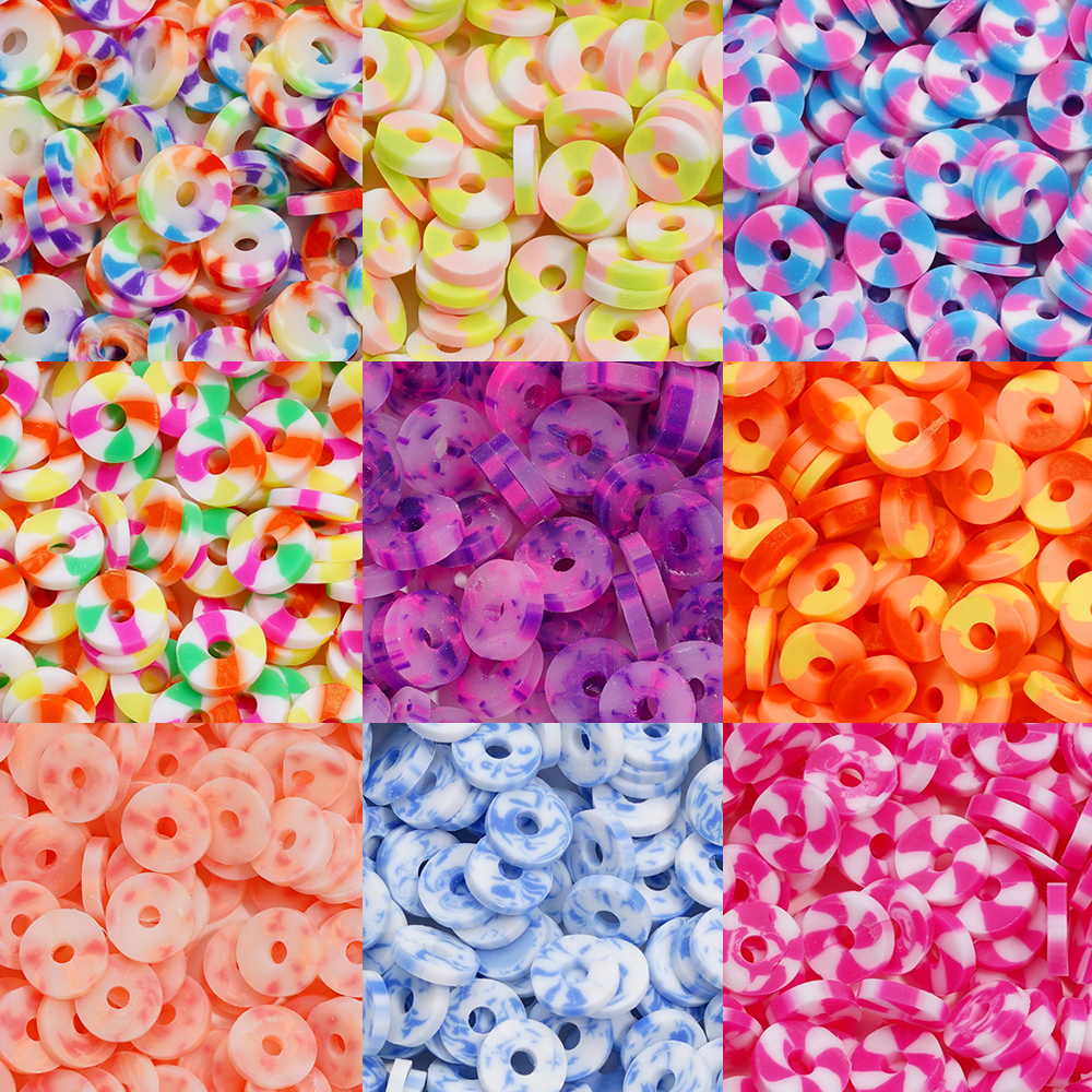 350 Teile/los 6mm Flache Runde Polymer Clay Perlen Lose Spacer Perlen für Schmuck Machen DIY Handarbeiten Armband Halskette Ohrringe