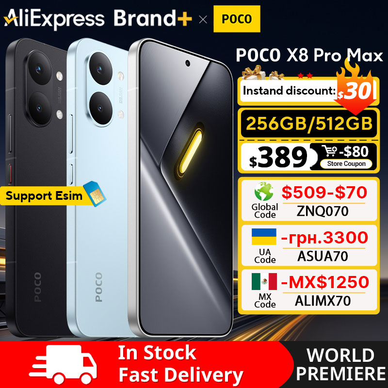 【Мировая премьера】Глобальная версия POCO X8 Pro Max с аккумулятором 8500 мАч, 6,83-дюймовым AMOLED-дисплеем 1.5K 120 Гц с ультраярким изображением и процессором Dimensity 9500s
