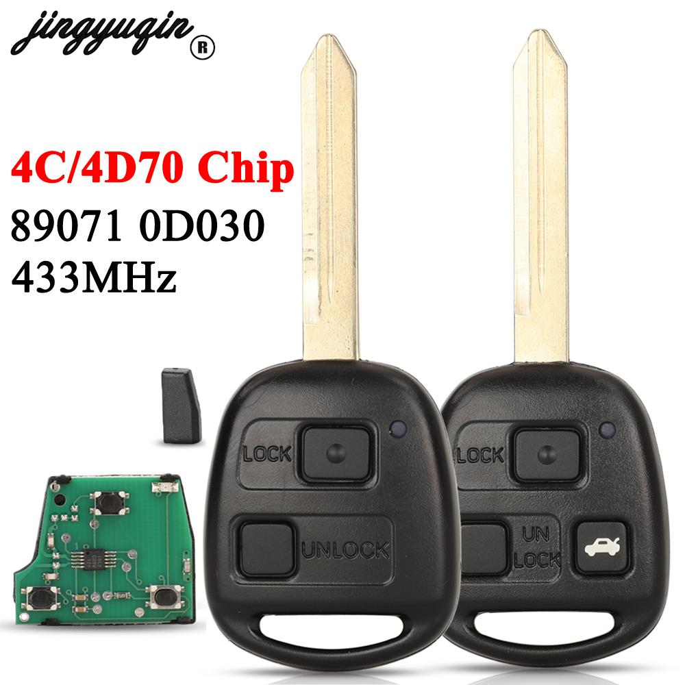 Jingyuqin 89071-0D030 alarma de llave remota de coche 433MHZ para Toyota Yaris Avensis Corolla Fob 4D70/4C Chip con hoja TOY47 sin cortar