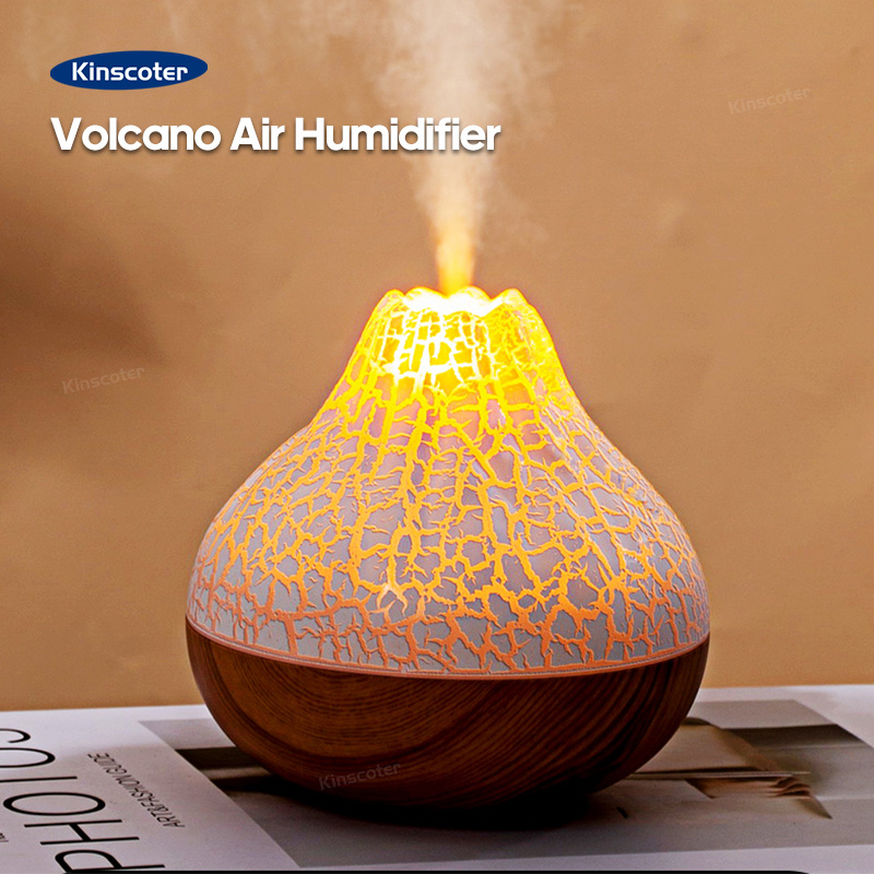 300ml Volcán humidificador de aire de sobremesa eléctrico USB Humidificadore difusor de niebla de agua purificador ambientador con 7 colores noche