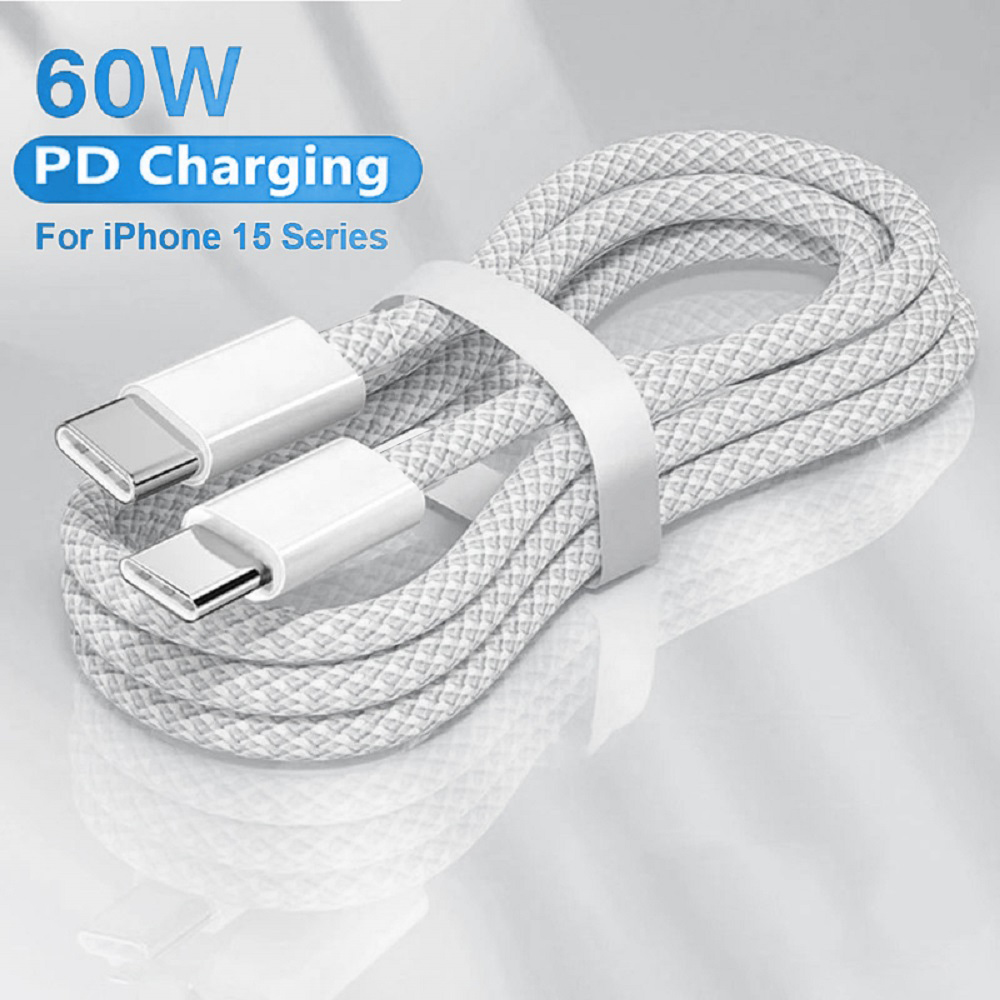 60 Вт PD Кабель для быстрой зарядки USB C к типу C Плетеный шнур для зарядного устройства мобильного телефона для iPhone 15/16 Android Samsung Xiaomi