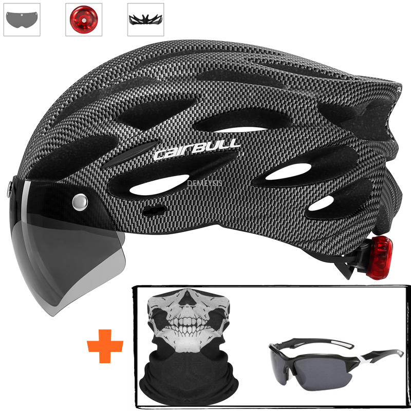 Helm Keselamatan Bersepeda Ultralight Helm Lampu Belakang Sepeda Motor Luar Ruangan Helm Lensa Dapat Dilepas Helm Sepeda Gunung dan Balap