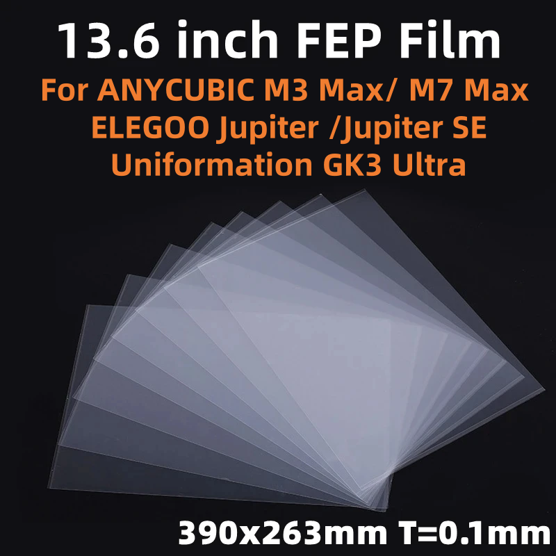 5 sztuk 13,6-calowa folia FEP 390 * 263 * 0.1mm do ANYCUBIC Photon M3 Max / M7 Max ELEGOO Jupiter Części do drukarek 3D Akcesoria LCD SLA
