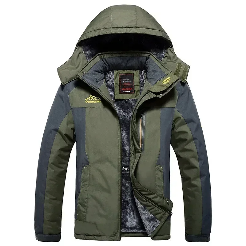Chaqueta de invierno para hombre, Parka gruesa y cálida impermeable con capucha, abrigo cortavientos, chaqueta polar verde militar, ropa para hombre de talla grande 9XL