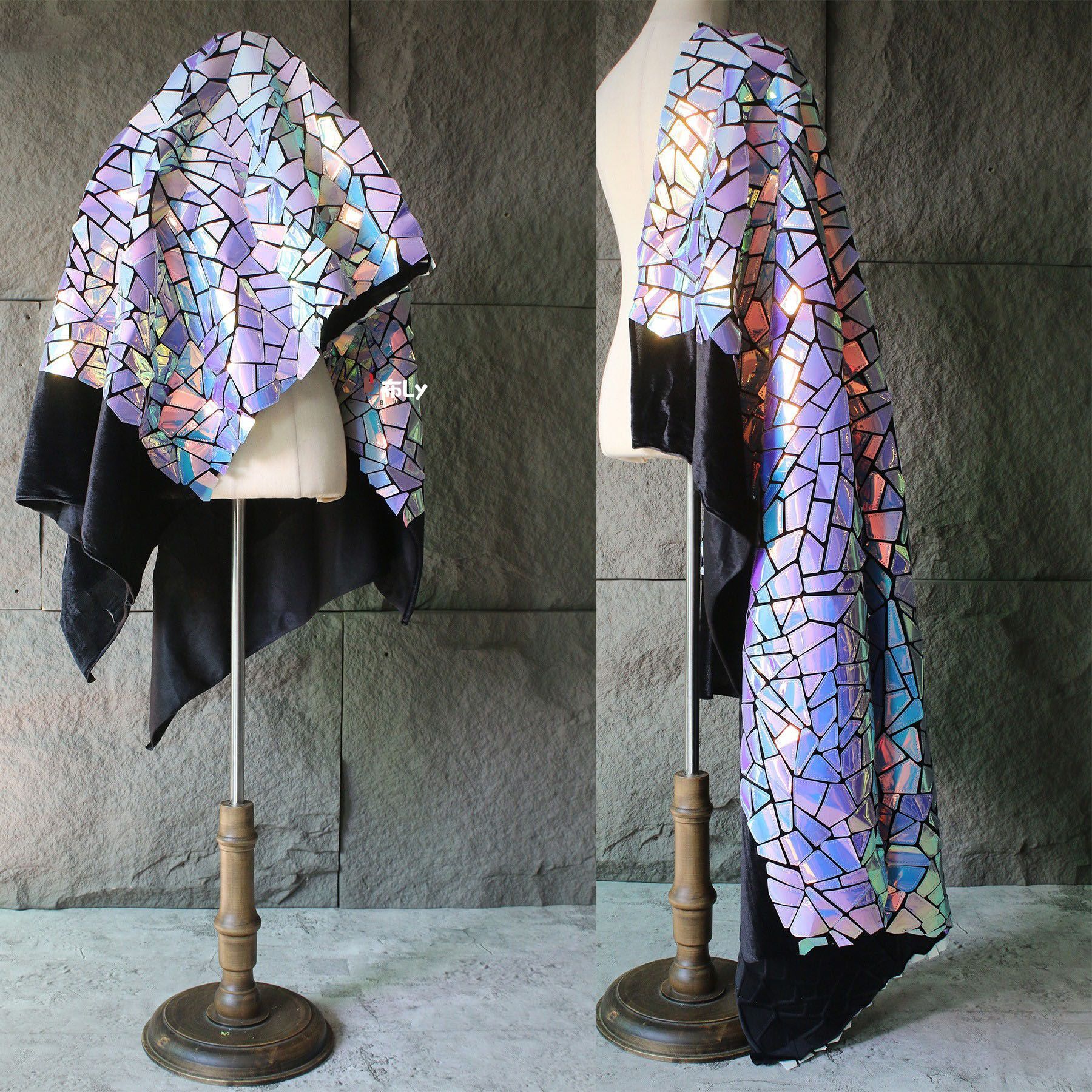 Tissu de conception pour vêtements de performance à motif géométrique irrégulier en flanelle, avec dégradé laser et effet symphonique