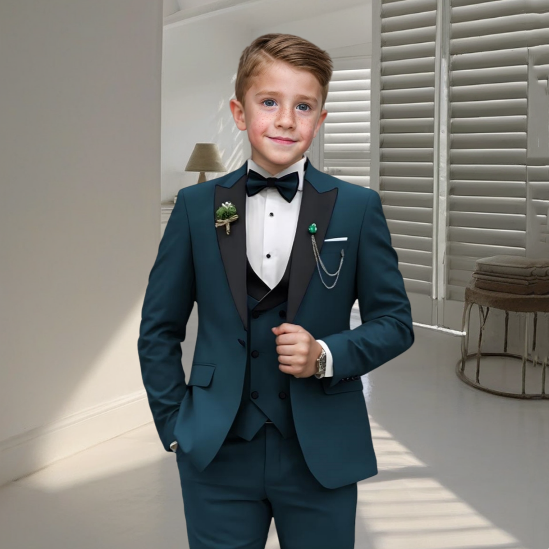 24 uur schip jongen formele 4-delige pak set inclusief blazer vest broek vlinderdas slimme kinderen smoking kostuums jurk trouwringdrager