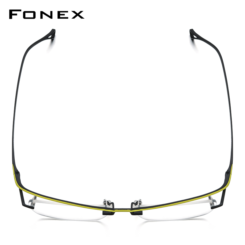 FONEX kacamata bingkai Titanium pria 2025 merek desain baru semi-rimless kacamata persegi setengah pelek kacamata ultra ringan Jepang 85818