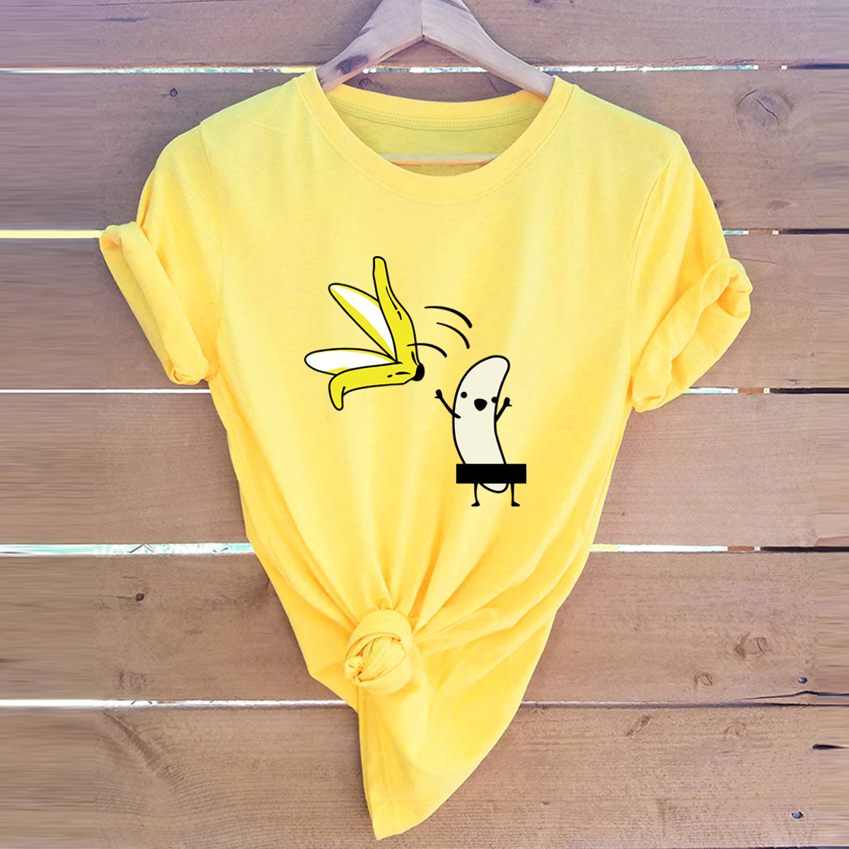 100% de algodón, camiseta divertida europea y americana de plátano desvestir, camisetas de manga corta para mujer, camisetas de gran tamaño