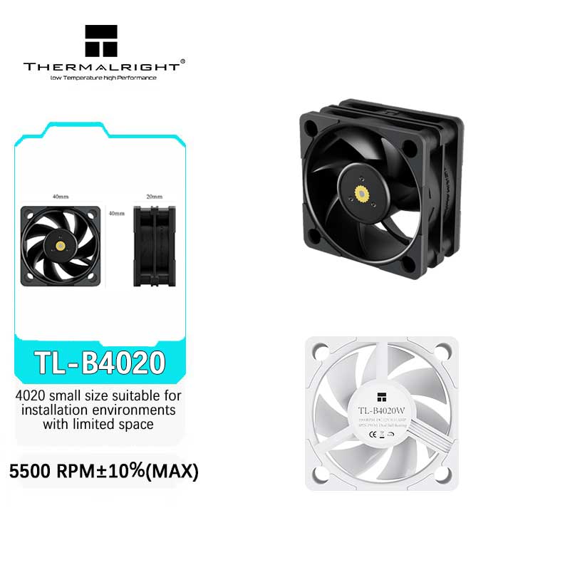 Thermalright TL-B4020 40 MM PWM dubbele kogellagers 5500 RPM stille krachtige desktop computer koelventilatoren Mini case koelventilator
