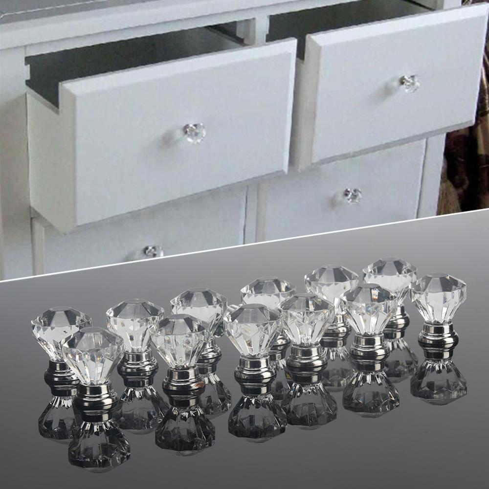 12 stuks helder acryl 30mm diamantvorm knop kast lade pull handvat knoppen gloednieuwe knoppen en kandles voor meubelladen