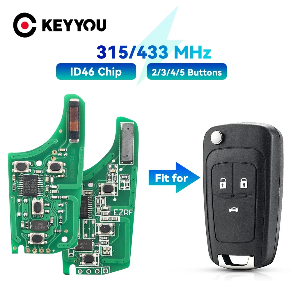 Keyyou 2/3/4/5 Knop Printplaat Voor Chevrolet Malibu Cruze Aveo Vonk Zeil Voor Opel Voor Vauxhall ID46 Chip 315Mhz/433Mhz