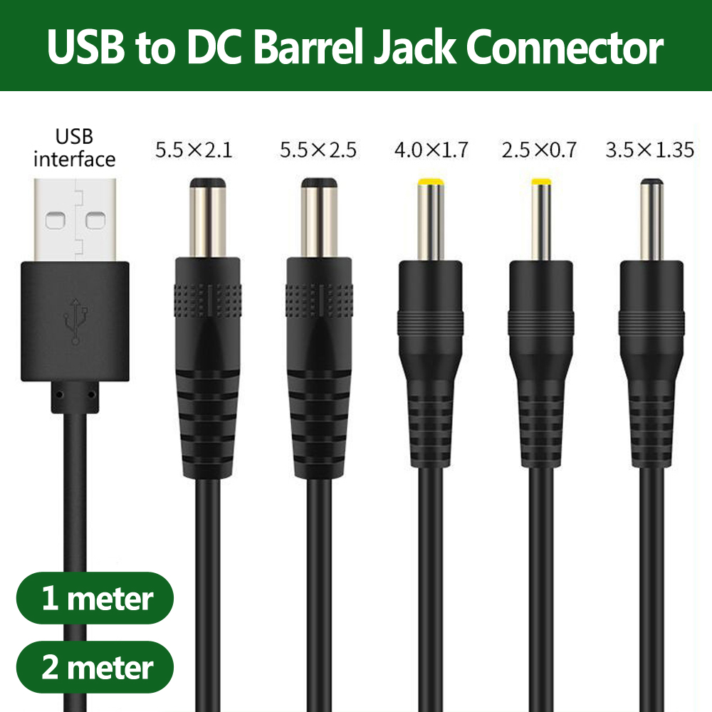 Usb Naar Dc Barrel Jack Connector 2.5*0.7Mm 1Meter Lengte