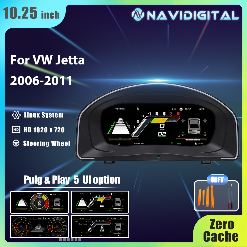 10,25'' Lcd Radio Instrument Panel Cockpit Dla VW Jetta 2006 7 8 9 10 11 lat modyfikacja Auto Digital Dashboard Cluster