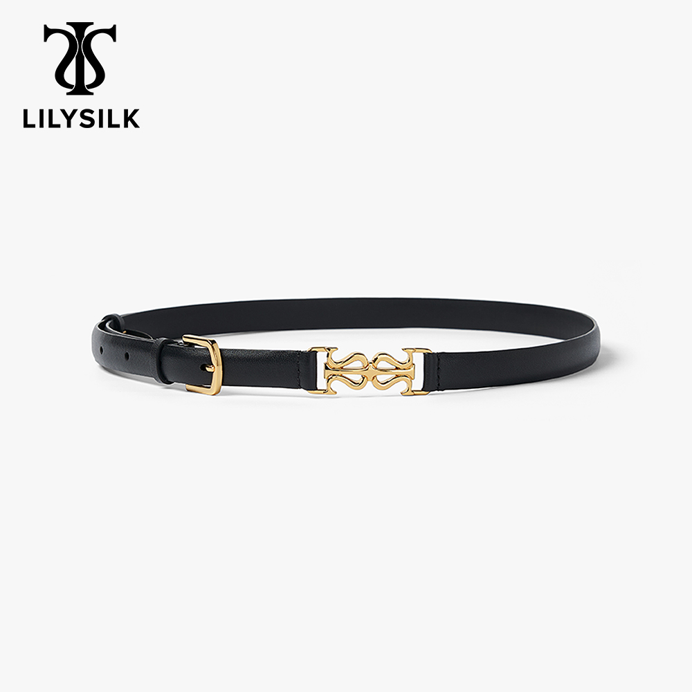 LILYSILK Schmaler Ledergürtel mit Verschluss, oberer Rindslederriemen und Zinklegierung, vielseitig einsetzbar für passendes Hemd und Kleid