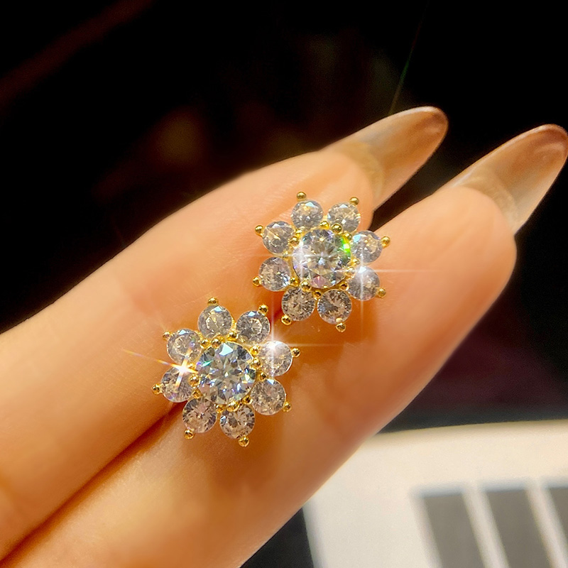 Pendientes DW 0.5CT con forma de flor de diamante de moissanita auténtica para mujer, Plata de Ley 925 Original, uso diario, joyería fina para fiesta