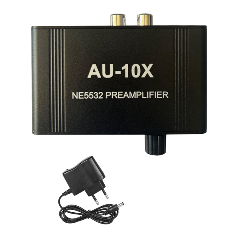 AU-10X NE5532 Áudio estéreo pré-amplificador, Amplificador Headphone Amplificador Board, 20DB, RCA, 3,5 milímetros Volume Control, EU Plug