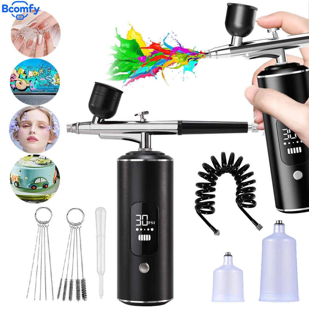 Aerógrafo para uñas con compresor, Kit de compresor de pistola de aire portátil inalámbrico recargable para uñas, modelo artístico, pintura artesanal